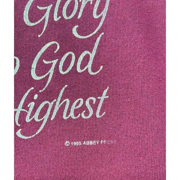 1995 Abbey Press Glory To God In The Highest Men's XL Maroon Sweatshirt Vtg - Picture 4 of 11
